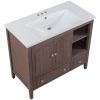 36" Bathroom Vanity with Ceramic Basin, Bathroom Storage Cabinet with Two Doors and Drawers, Solid Frame, Metal Handles