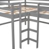 Full Size L-Shaped Loft Bed with Built-in Ladders and Slide,Wooden Loft Beds(OLD SKU :LP000112AAK