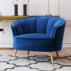 Modern Velvet Accent Barrel Chair Leisure Accent Chair Living Room Upholstered Armchair Vanity Chair for Bedroom Meeting Room, Blue