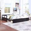 Wooden Daybed with Trundle Bed and Two Storage Drawers , Extendable Bed Daybed,Sofa Bed for Bedroom Living Room