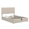 Full size Upholstered Platform bed with a Hydraulic Storage System