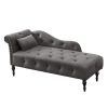 60.6" Velvet Chaise Lounge with Nailhead Trimmed and Buttons Tufted,Tufted Long Lounger with Solid Wood Legs and1 Pillow