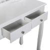 Vanity Table Set with Mirror and Cushioned Stool, Modern Makeup Dressing Table with 4 Drawers, White XH