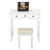 Vanity Table Set w/ 12 LED Bulbs & Cushioned Stool, Makeup Dressing Table w/ Lighting Mirror & 5 Drawers, Removeable 360Â° Rotating Mirror, Modern Wri