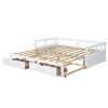 Wooden Daybed with Trundle Bed and Two Storage Drawers , Extendable Bed Daybed,Sofa Bed for Bedroom Living Room