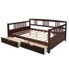 Full Size Daybed Wood Bed with Two Drawers