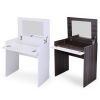 Vanity Make-up Dressing Table with Flip up Mirror Top Spacious Storage Vanity Table, Ebony and White XH