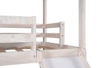 Twin Over Twin Bunk Bed with Two Storage Drawers and Slide, House-Shaped Wood Bunk Bed