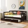 Twin Size Daybed Wood Bed with Twin Size Trundle