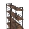 Home Office 5 Tier Bookshelf, Industrial Bookcase for Office with Metal Frame, X Design Etageres Storage Shelf