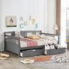 Full Size Daybed Wood Bed with Two Drawers