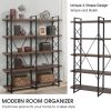 Home Office 5 Tier Bookshelf, Industrial Bookcase for Office with Metal Frame, X Design Etageres Storage Shelf