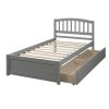 Twin Platform Storage Bed Wood Bed Frame with Two Drawers and Headboard