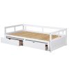 Wooden Daybed with Trundle Bed and Two Storage Drawers , Extendable Bed Daybed,Sofa Bed for Bedroom Living Room