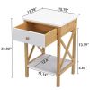 Bamboo Nightstand, Wood End Table with Drawer, Storage Shelf, X-Shape Frame, Side Table for Living Rooms, Bedrooms, Offices XH