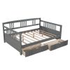 Full Size Daybed Wood Bed with Two Drawers