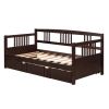 Twin Size Daybed Wood Bed with Twin Size Trundle