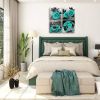 Large Teal Rose Flowers Canvas Prints Black and White Wall Art Turquoise Floral Pictures for Home Bedroom Bathroom Decoration