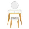 Bedroom Light Luxury Real Wood Dressing Table Simple Makeup Table With Lamp Three Color Adjustable XH