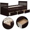 Captain's Bed Twin Daybed with Trundle Bed and Storage Drawers, White