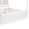 Full Size Wood Canopy Bed with Trundle Bed and Two Nightstands, Bedroom Set - Brushed