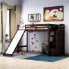 Twin Size Loft Bed with Storage and Slide