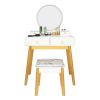 Bedroom Light Luxury Real Wood Dressing Table Simple Makeup Table With Lamp Three Color Adjustable XH