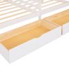 Twin Twin House Bed with 2 Drawers, White