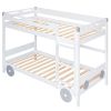 Twin Size Car-Shaped Convertible Bunk Bed, White(Expected Arrival Time:7.25)