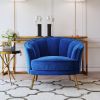 Modern Velvet Accent Barrel Chair Leisure Accent Chair Living Room Upholstered Armchair Vanity Chair for Bedroom Meeting Room, Blue