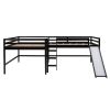 Full Size L-Shaped Loft Bed with Built-in Ladders and Slide,Wooden Loft Beds(OLD SKU :LP000112AAK