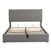 Queen size Upholstered Platform bed with a Hydraulic Storage System - Gray Queen size Upholstered Platform bed with a Hydraulic Storage System - Gray