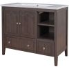 36" Bathroom Vanity with Ceramic Basin, Bathroom Storage Cabinet with Two Doors and Drawers, Solid Frame, Metal Handles