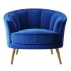 Modern Velvet Accent Barrel Chair Leisure Accent Chair Living Room Upholstered Armchair Vanity Chair for Bedroom Meeting Room, Blue