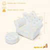 Children Upholstered Princess Sofa with Ottoman and Diamond Decoration for Boys and Girls