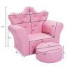 Children Upholstered Princess Sofa with Ottoman and Diamond Decoration for Boys and Girls