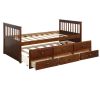 Captain's Bed Twin Daybed with Trundle Bed and Storage Drawers, White