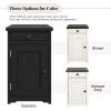 ON-TREND Retro Stylish Nightstand, Two-tone Classic Vintage Livingroom End Table Side Table with USB Ports and One Multifunctional Drawer with cup hol