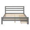 Wood platform bed with two drawers, twin