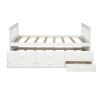 Captain's Bed Twin Daybed with Trundle Bed and Storage Drawers, White