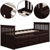 Captain's Bed Twin Daybed with Trundle Bed and Storage Drawers, White