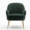 Modern Soft Velvet Material Green Ergonomics Accent Chair Living Room Chair Bedroom Chair Home Chair With Gold Legs And Adjustable Legs For Indoor Hom