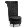 Royal Velvet High Back Armless Chair, Retro Elegant Luxury Throne Chair, Upholstered Tufted Accent Seat w/Storage for Dressing Room, Living Room, Bedr