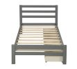 Wood platform bed with two drawers, twin