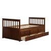 Captain's Bed Twin Daybed with Trundle Bed and Storage Drawers, White