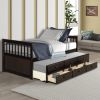 Captain's Bed Twin Daybed with Trundle Bed and Storage Drawers, White