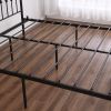 Single-Layer Curved Frame Bed Head and Foot Center Raised Vertical Pipe with Ball Decoration Full Black Iron Bed  RT