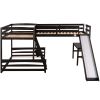 Twin over Full Bunk Bed with Twin Size Loft Bed with Desk and Slide,Full-Length Guardrail