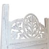 Handcrafted Wooden 4 Panel Room Divider Screen Featuring Lotus Pattern-Reversible