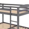 Twin over Twin over Twin Bed L-shaped Bunk Bed, Pine Wood Bed Frame